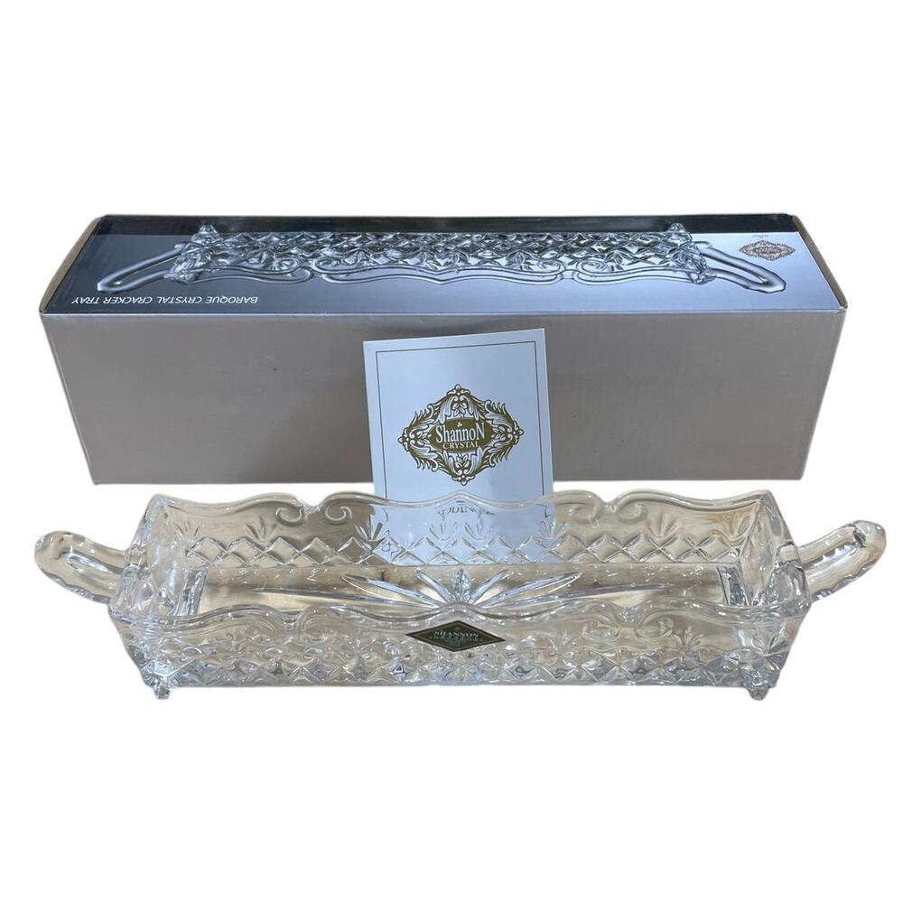 Shannon Crystal By Godinger Baroque Crystal Cracker Tray New In Box